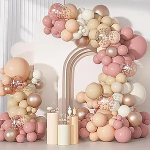 170Pcs Blush Dusty Rose Pink Balloons Garland Arch Kit, Boho Peach Rose Gold Neutral Confetti Balloons for Girls Women Bridal Baby Shower Wedding Engagement Birthday Party Decorations