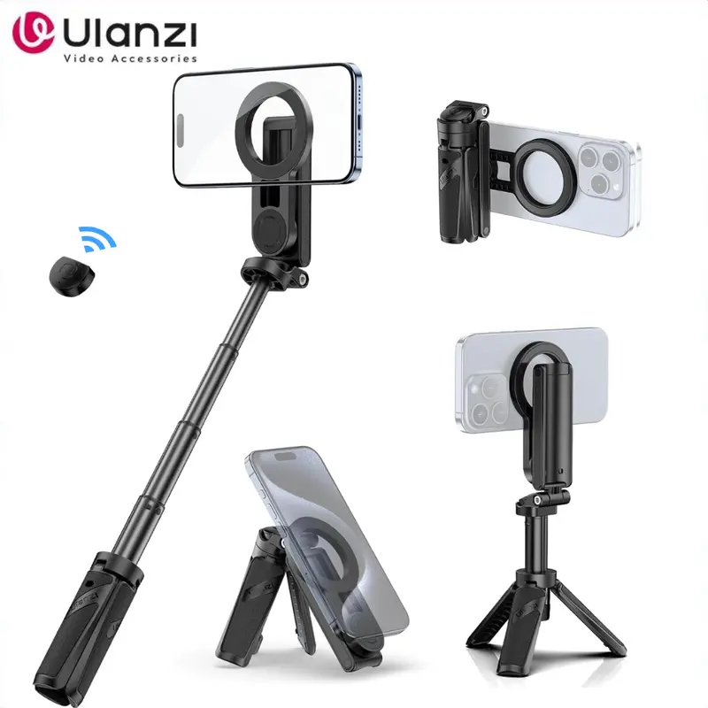 Ulanzi JJ03 Dual-sided Magnetic Phone Tripod Smartphone Grip Selfie Stick with Remote Vlog Tripod for Photography Video Vlog