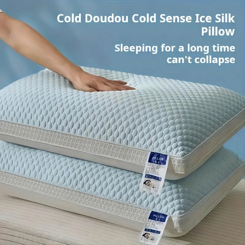 2-Pack Hotel-Grade Cold Sleep Pillows, Soft Cozy Bedding for Home Use, Neck Support Neck Rest Cushion with Snore Relief for Students