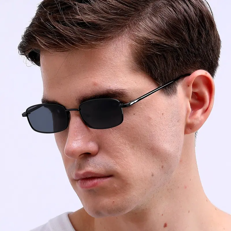 Unisex Vintage Rectangle Frame Sunglasses, Trendy Casual Sunglasses for Everyday Use, Fashion Accessories for Outdoor Activities, Rectangular Shades, Eyewear Shades