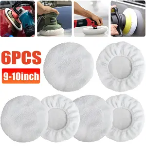 6-Pack Premium Soft Wool Polishing Pads for Car Buffer - 9/10 Inch Bonnet Covers for Waxing, Polishing & Flawless Shine