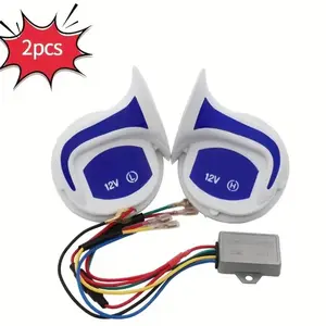 1 Pair 12V Universal Snail Horn, 120db Super Loud High-Pitched Siren, Waterproof Electric Horn for Cars and Motorcycles, Durable and Easy to Install, Motorcycle Accessories
