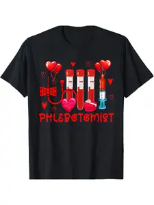 Matching Couple Outfits - -Themed Phlebotomist Valentine's Day Outfit with Phlebotomist Tools & Hearts - Retro Matching Lab coats for - Machine Washable Casual Wear for Phlebotomy Technicians (Valentine's Gift)