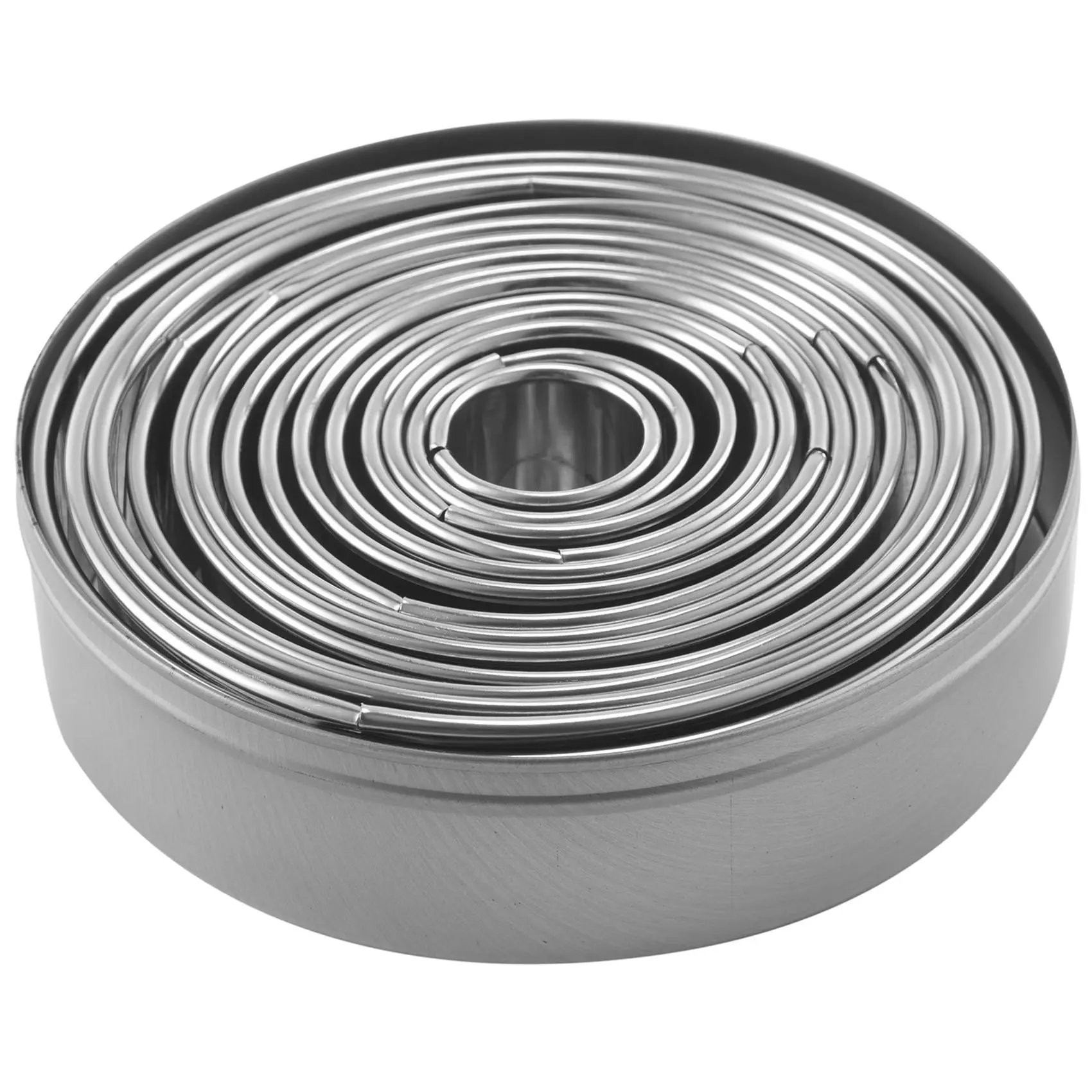 14Pcs Silver Stainless Steel Round Shape Cookie Cutter Set, 12cm Circular Mold - Easy-to-Use, Safe Household Pastry Prep Tool for Biscuits, Donuts, Mousse Cakes