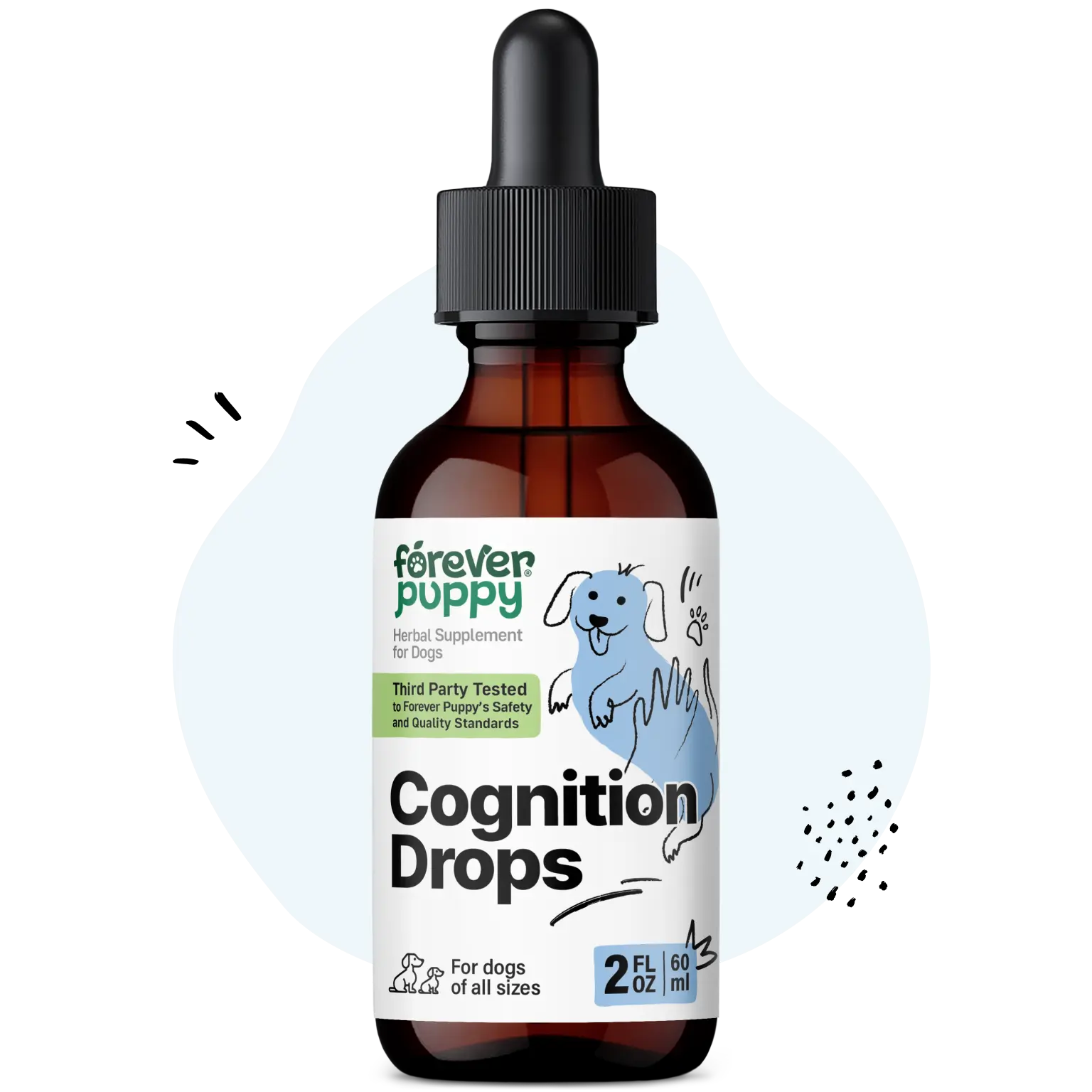 Cognition Drops for Dogs - Lion's Mane Tincture & Ginkgo Biloba Liquid Supplement for Brain Support - Herbal Drops w/Ashwagandha Root for Brain Focus & Clarity - 2 fl oz