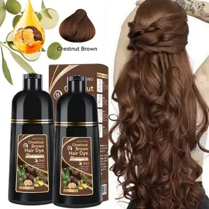 3 in 1 Chestnut Brown Hair Dye Shampoo, 1/2 Boxes Natural Extracts Moisturizing Hair Dye Shampoo, Professional Hair Care & Styling Product for Men & Women, Haircare