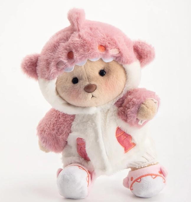Dress Up Teddy Bear | Getahug 12 Inches Stuffed Animal for Collectible Toy Gift, Interchangeable Outfits Mink Hat,Blue shark,Pink Dino,Fluffy Elephant & Love Heart Sweater,Moderate Size Plushies Toy