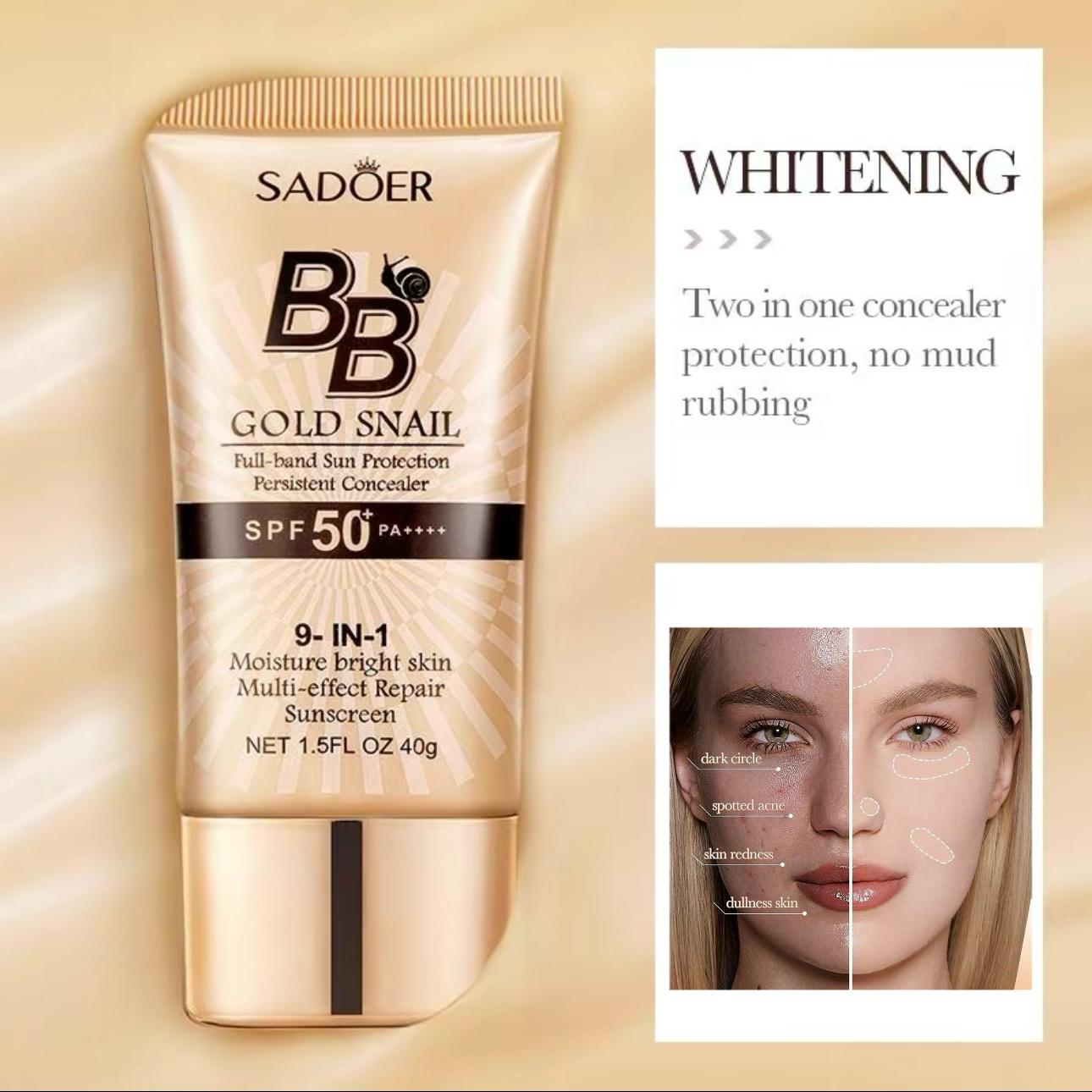 Waterproof snail BB cream, moisturizing matte finish, refreshing non-greasy daily makeup, beginner friendly face foundation cream, holiday beauty gift