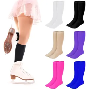 6 Pairs Ice Skating Socks Roller Skating Socks High Tight Knee Nylon Roller Skate Sock Women Girl