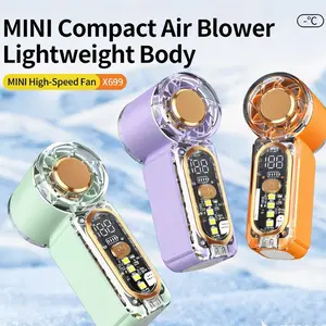 A-X699 Mini High-Speed Handheld Adjustable Speed Personal Cooling Fan with LED Lights | Portable Cooling for Home, Office | Energy-Efficient & USB Rechargeable