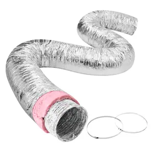 Dryer Vent Hose, 10-Inch Insulated Flexible Duct, 25 Feet Long With 2 Duct Clamps, Heavy-Duty Three-Layer Protective Construction For HVAC Heating, Cooling, Ventilation, And Exhaust, R-6.0 Flame Resistance Rating