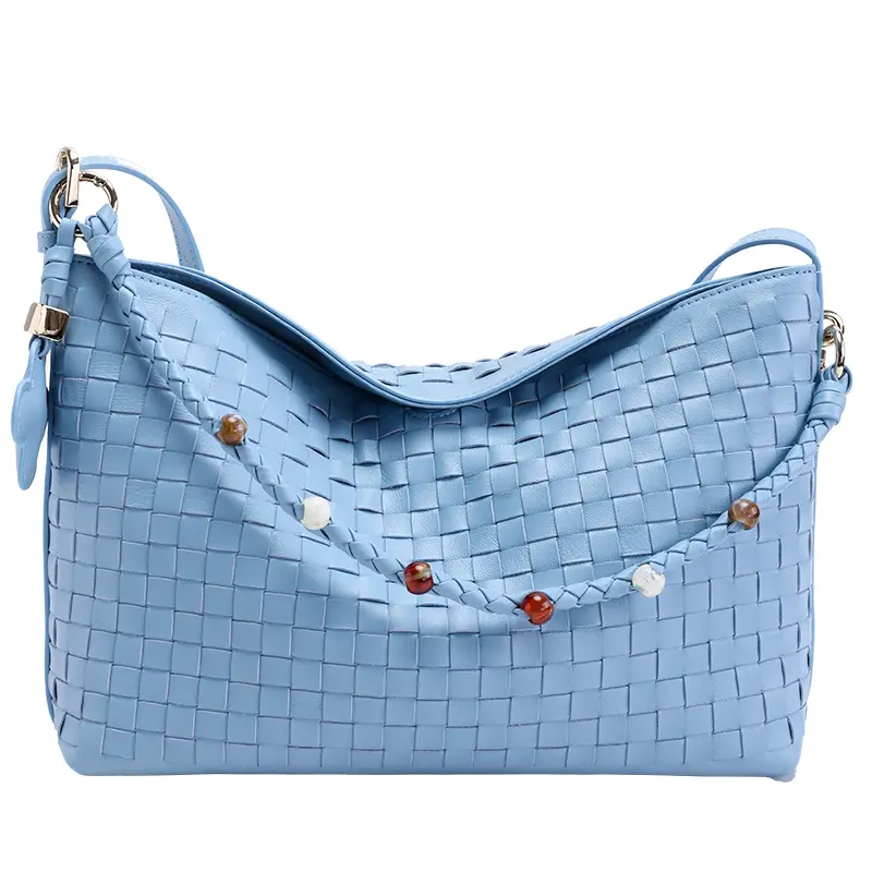 Luxury Handwoven Lambskin Crossbody Bag for Women | Elegant Shoulder & Top Handle Purse