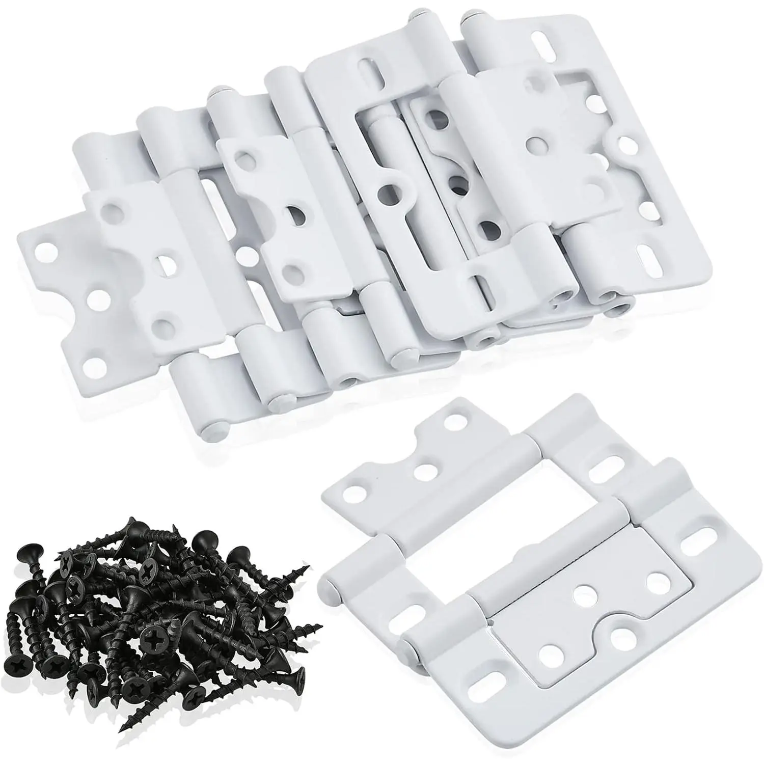 10 Pack White Shutter Hinges,3 Inch Non Mortise Hinge, Screen Door Hinges Easy to Install, Screen Door Hinge with Screws for Cabinet