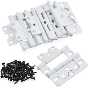 10 Pack White Shutter Hinges,3 Inch Non Mortise Hinge, Screen Door Hinges Easy to Install, Screen Door Hinge with Screws for Cabinet