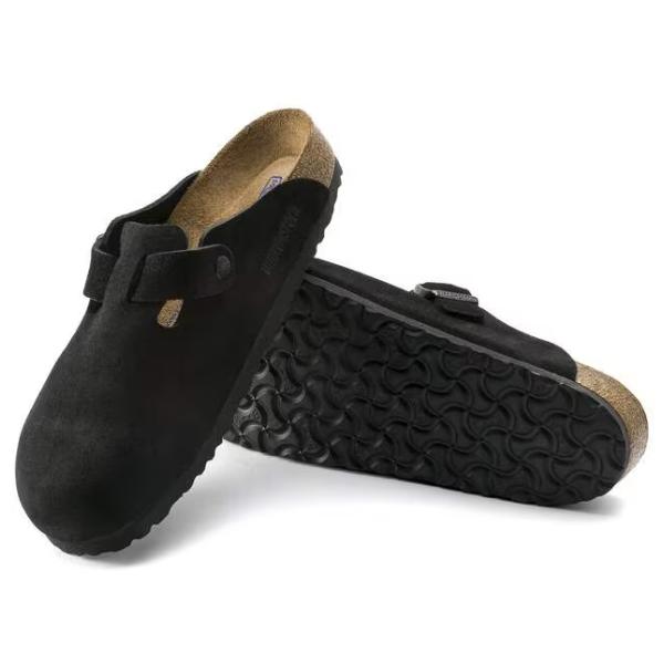 Birkenstock Women's Boston Soft Footbed Suede Leather Black Clog