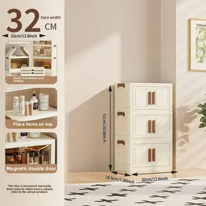White 4/5/6 layer hot sale folding storage cabinet transparent black multi-layer with cabinet door locker toy snack finishing box bookshelf wardrobe