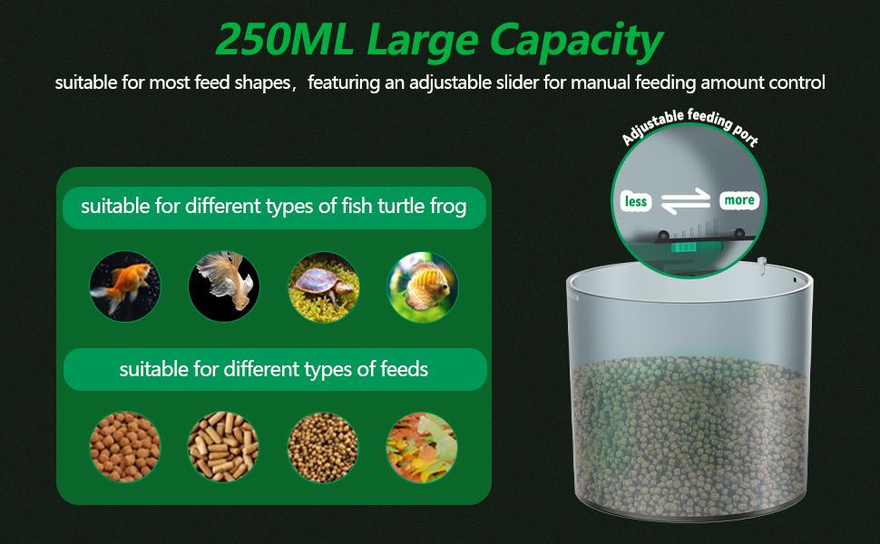 250ml intelligent automatic fish feeder, aquarium automatic fish feeder, fish tank holiday timed feeder, electrically adjustable automatic fish food dispenser