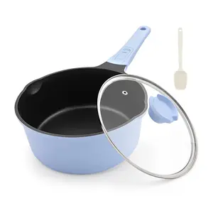 2 Quart Nonstick Saucepan with Lid – Removable Handle Milk Pan, Small Soup Pot for Cooking, Compatible with All Stoves, Oven & Dishwasher Safe