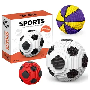 Creative Football Basketball Building Blocks Set, Soccer Lover Decoration, Desk Display Art Decor, Christmas Halloween Birthday Gifts, Building Block Sets