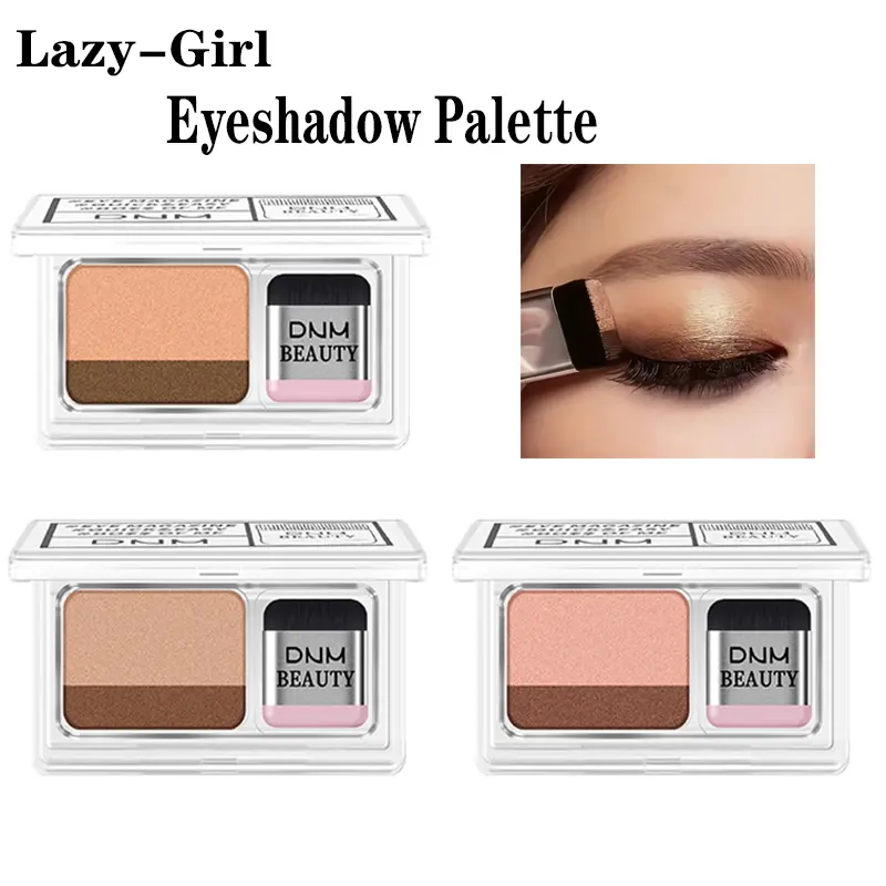 2-Color Eyeshadow Palette with Brush - Matte & Glitter, Waterproof, Long-Lasting, Compact Travel Essential for Shimmer or Soft Matte Looks, Beauty Makeup Product