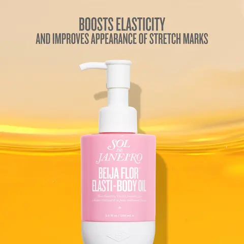 Sol de Janeiro Beija Flor Elasti-Body Oil - Lightweight Fragranced Body Care with Brazilian Jasmine, Pink Dragonfruit, Cacay Oil, Musk, 94% Deep Moisture, Nourishing, Fast-Absorbing for Daily Elastic Boost, Smooth Skin, Stretch Marks Support