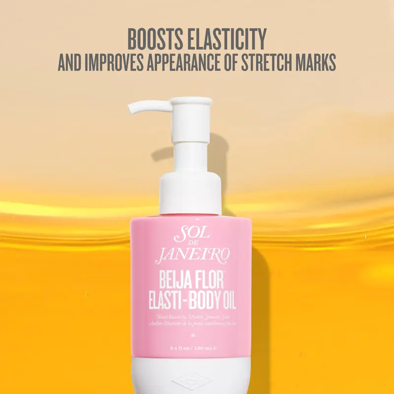 Sol de Janeiro Beija Flor Elasti-Body Oil - Lightweight Fragranced Body Care with Brazilian Jasmine, Pink Dragonfruit, Cacay Oil, Musk, 94% Deep Moisture, Nourishing, Fast-Absorbing for Daily Elastic Boost, Smooth Skin, Stretch Marks Support