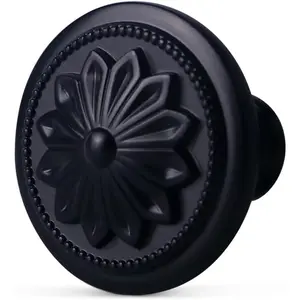 Kitchen Cabinet Knobs 10 Pack Matte Black Zinc Alloy 1-2/5'' Round Handles for Cabinets and Drawers Dresser Included Screws