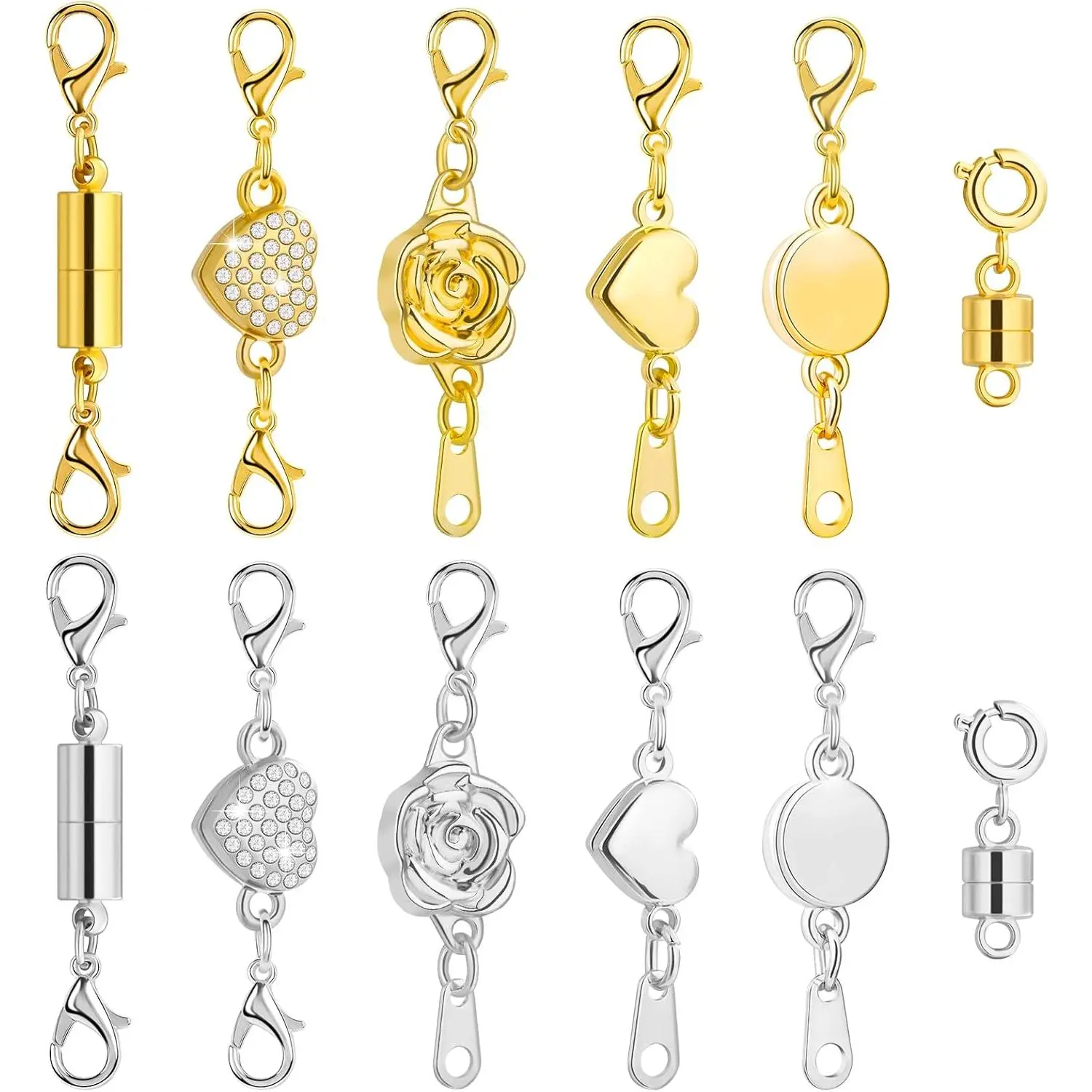Paxcoo 12Pcs Magnetic Necklace Clasps and Closures, Locking Magnetic Jewelry Clasps, Magnetic Necklace Extender, Necklace Clasp Helper for Necklaces, Bracelets and Jewelry