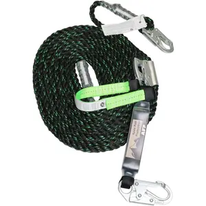 50 FT Vertical Assembly w/Rope Grab Snap & Shock, ANSI & OSHA Rated Fall Protection Roofing Safety Equipment