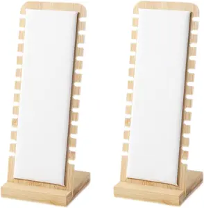 2 count  Color    Necklace Display Stand with White Leather Soft Mat Necklace Pendant Tabletop Display Holder for Home Selling Shows