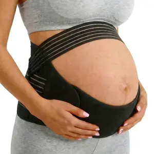 Maternity Belly Band for Pregnancy - 3 in 1 Pregnancy Support Belt for Back, Pelvic & Hip Support - Adjustable Abdominal Binder & Prenatal Cradle - Pregnancy Must Haves (Black, Large)