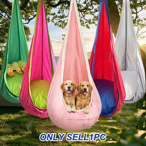 Pod Swing Seat, Hanging Hammock Chair with Inflatable Pillow, Sensory Swing Chair with Pocket, Indoor & Outdoor Use