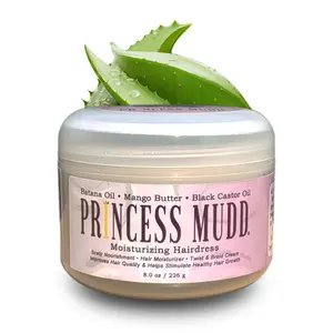 Princess Mudd Hair Moisturizer - Dry Scalp Treatment - Curl Defining Soft Hold Styling Gel Creme with Batana and Mango Butter - Intense Moisture, Itchy Scalp Relief, Long lasting curls, braids, and twists - Herbal Haircare