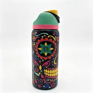 Owala 32oz Vacuum Flask, Sugar Skull Design, Glow-in-the-Dark Edition Kitchen Drinkware