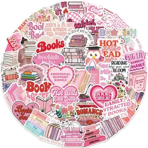 Reading Book Themed Cartoon Sticker, 50pcs/set Creative Decorative Sticker, DIY Decals for Water Bottle, Laptop, Phone Case, Scrapbooking, Journal, Decals Stickers