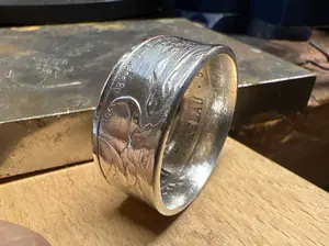Bull And Bear Fine Silver Coin Ring rings for