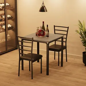3-Piece Kitchen Table Chairs Set for Small Space Dining, Space Saving Square Table & 2 Chairs Compact Dinette Set for Kitchen & Dining Room