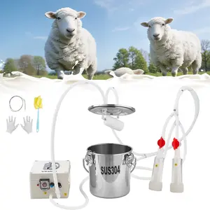 VEVOR Goat Milking Machine, 0.8 Gal / 3 L Food-Grade Stainless Steel Bucket, with 5200 mAh Rechargeable Battery, 2 Teat Cups, Cordless Portable Pulsation Vaccum Electric Milking Machine for Goats Onl
