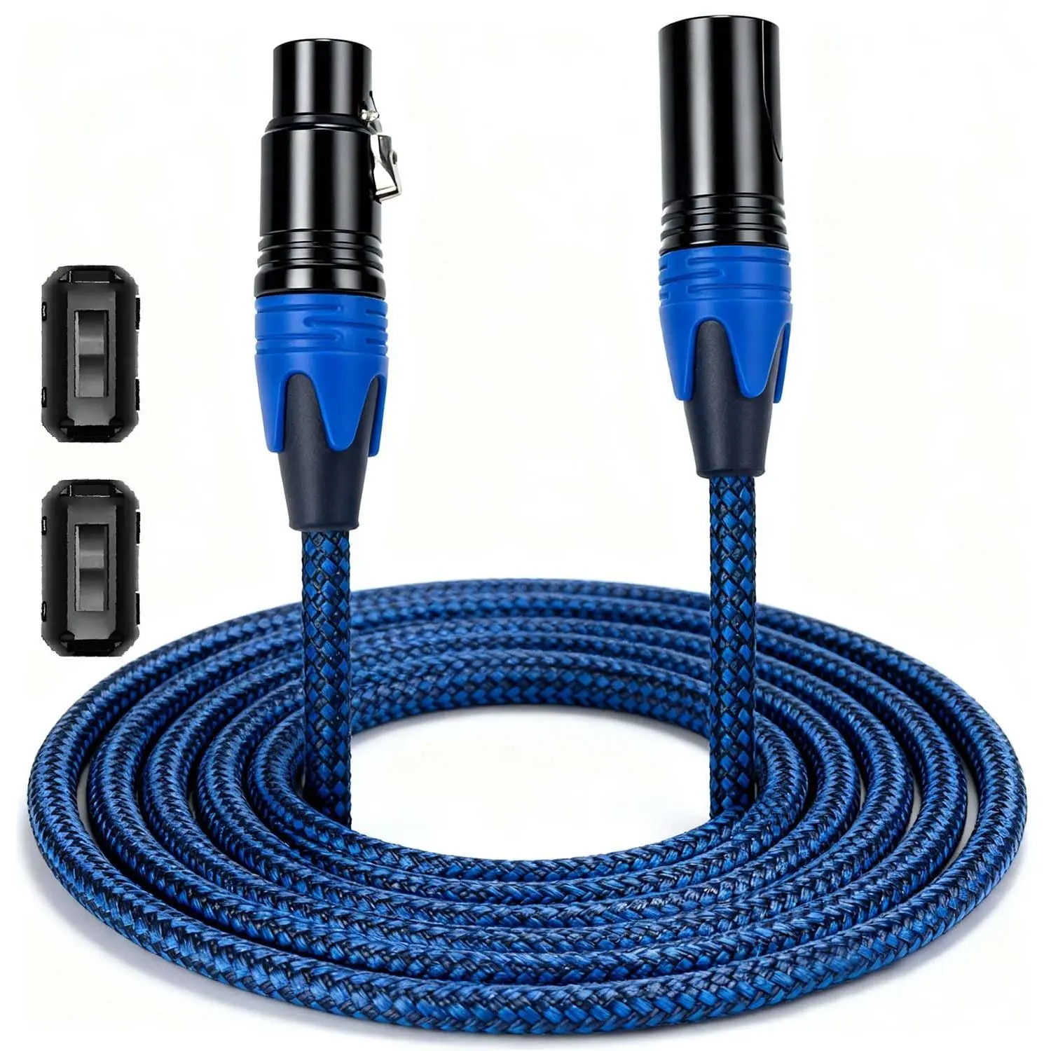 Professional 6FT XLR Male to Female Microphone , Dual Shielded Studio Mic Cord - -Free Copper for Podcasting/Live Streams/Stage, Blue Nylon Braided