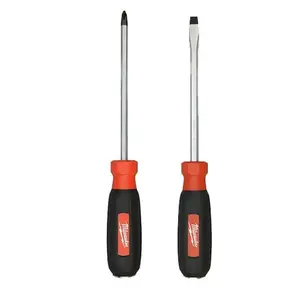 212 MAIN Heat-Treated Forged Steel Demolition Screwdrivers, Tri-Lobe Grip, Black & Red, Set of 2
