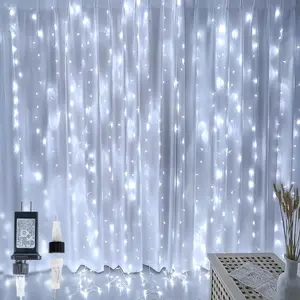 Curtain Lights Plug in 304 LED 9.8ftX9.8ft Window Light with Memoryand 8 Modes Connectable Waterproof Fairy Curtain Lights for Bedroom Backdrop Outdoor Indoor Dorm Decorations Cool White