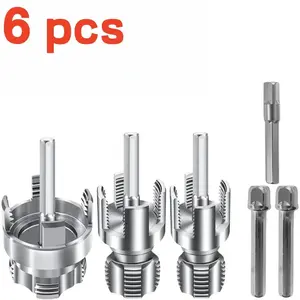 6-Piece Heavy Duty Alloy Pipe Threading Tool Set | 1/2 inch, 3/4 inch, 1 inch Integrated Internal and External Pipe Threading Dies | Includes Teflon Tape | Drill Compatible | Suitable for PVC/PPR/MPP Pipes | Plumbing Tools - DIY，Greenish