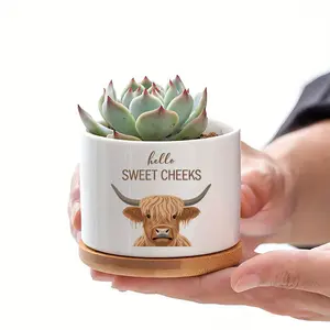 Outdoor Vase Highland Cow Planter, Rustic Western Design, Perfect for Indoors & Outdoors, Enhances Any Space with Charm