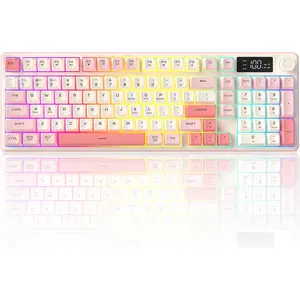 Keyboard, Quiet Keyboard for Work, Creamy Keyboard with Number Pad, RGB Gaming Keyboard, Tri-Mode BT5.0/2.4GHz/USB-C, 98 , for PC, , Gaming Console