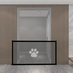 Indoor Cloth No-Drill Pet Partition Fence, Portable Foldable Dog Isolation Safety Protection Net Obstacle
