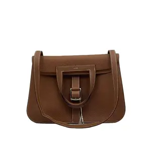 Pre-owned HERMÈS FRANCE Crossbody Bags H1 Halzan Crossbody Bag — Medium, Gold/Brown 26627