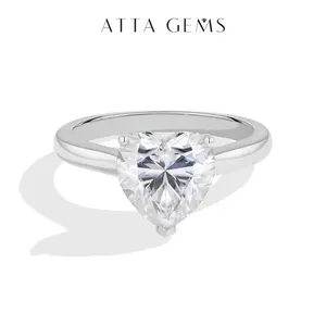 ATTAGEMS Heat Shape 3.0CT Lab-Created Moissanite Ring for Women Copper/925 Sterling Silver Moissanite Jewelry Perfect Birthday Mother’s Day Christmas Gift for Men Women Wedding Summervibes R413 summerwins,summerwins
