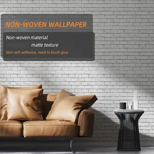 Gray Imitation Brick Wall Pattern Retro Industrial Style, Wallpaper (Non-woven Material) Matte Texture DIY Home Decor Sticker, Living Room Wall Retro Space Transformation Furniture Renovation Multi-Scene Application