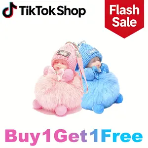 Buy 1 Get 1 Free, Adorable Cute Fluffy Doll Keychain Plush Baby Pendant Bag Charm Car Keychain Home Hanging Rack Backpack Hanging Kawaii Aesthetic Viral TikTok Gifts for Women Girls Soft Fur Toy Collectors Item