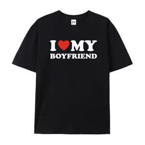 Valentine's Day gifts I Love My Boyfriend Oversized Casual Men's Letter Pattern Printed T-Shirt